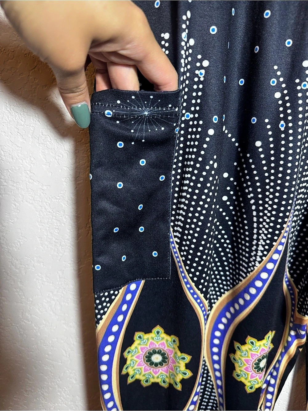 QIANXIZAN Printed Harem Pants Black Size Medium boho - Picture 4 of 7